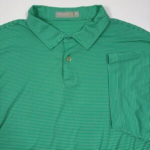 Peter Millar Featherweight Performance Polo Green White Striped Men’s XXL Golf